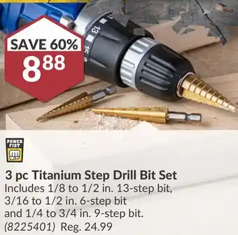 Princess Auto 3 pc Titanium Step Drill Bit Set offer