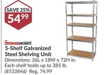 Princess Auto 5-Shelf Galvanized Steel Shelving Unit offer