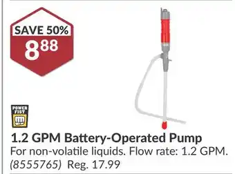 Princess Auto 1.2 GPM Battery-Operated Pump offer