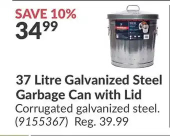 Princess Auto 37 Litre Galvanized Steel Garbage Can with Lid offer