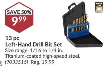 Princess Auto 13 pc Left-Hand Drill Bit Set offer