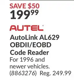 Princess Auto AutoLink AL629 OBDII/EOBD Code Reader offer