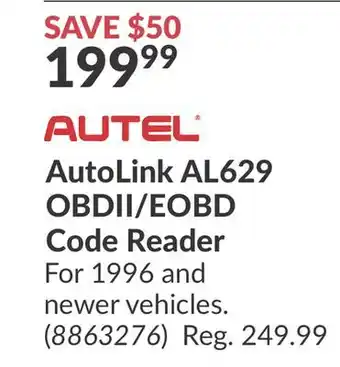 Princess Auto AutoLink AL629 OBDII/EOBD Code Reader offer