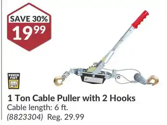 Princess Auto 1 Ton Cable Puller with 2 Hooks offer