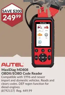 Princess Auto MaxiDiag MD808 OBDII/EOBD Code Reader offer