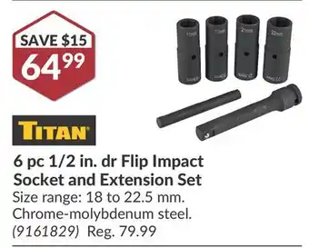 Princess Auto 6 pc 1/2 in. dr Flip Impact Socket and Extension Set offer