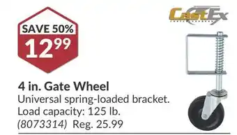 Princess Auto 4 in. Gate Wheel Universal spring-loaded bracket offer