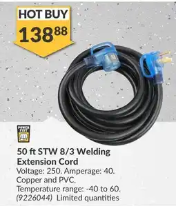 Princess Auto 50 ft STW 8/3 Welding Extension Cord offer