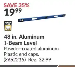 Princess Auto 48 in. Aluminum I-Beam Level offer