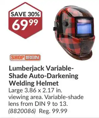 Princess Auto Lumberjack Variable-Shade Auto-Darkening Welding Helmet offer