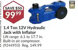 Princess Auto 1.4 Ton 12V Hydraulic Jack with Inflator offer