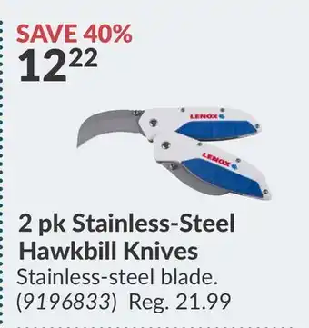 Princess Auto 2 pk Stainless-Steel Hawkbill Knives offer