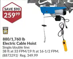 Princess Auto 880/1, 760 lb Electric Cable Hoist offer