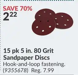 Princess Auto 15 pk 5 in. 80 Grit Sandpaper Discs offer