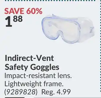 Princess Auto Indirect-Vent Safety Goggles offer