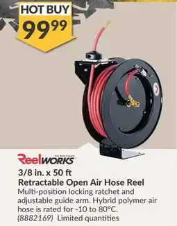 Princess Auto 3/8 in. x 50 ft Retractable Open Air Hose Reel offer