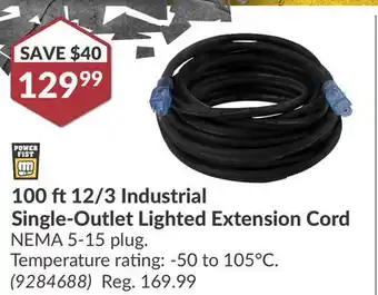 Princess Auto 100 12/3 Industrial Single-Outlet Lighted Extension Cord offer