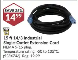 Princess Auto 15 ft 14/3 Industrial Single-Outlet Extension Cord offer