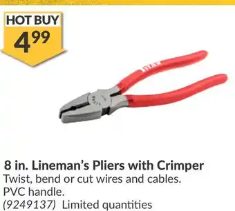 Princess Auto 8 in. Lineman's Pliers with Crimper offer