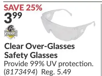 Princess Auto Clear Over-Glasses Safety Glasses offer