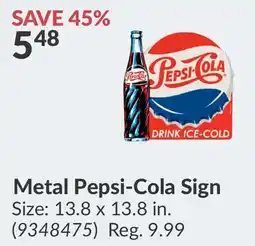 Princess Auto Metal Pepsi-Cola Sign offer