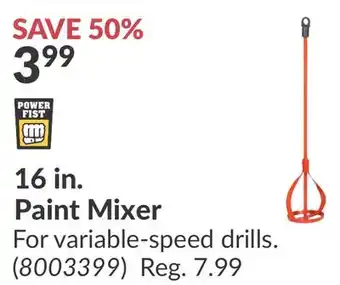 Princess Auto 16 in. Paint Mixer offer