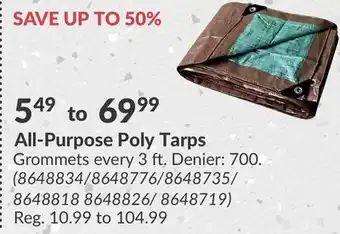 Princess Auto All-Purpose Poly Tarps Grommets offer