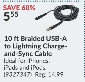 Princess Auto 10 ft Braided USB-A to Lightning Charge-and-Sync Cable offer