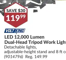 Princess Auto LED 12, 000 Lumen Dual-Head Tripod Work Light offer