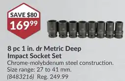 Princess Auto 8 pc 1 in. dr Metric Deep Impact Socket Set offer