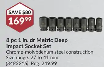 Princess Auto 8 pc 1 in. dr Metric Deep Impact Socket Set offer