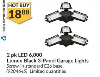 Princess Auto 2 pk LED 6, 000 Lumen Black 3-Panel Garage Lights offer