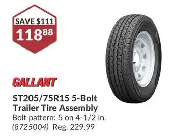 Princess Auto ST205/75R15 5-Bolt Trailer Tire offer