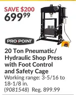 Princess Auto 20 Ton Pneumatic/Hydraulic Shop Press with Foot and offer