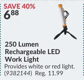 Princess Auto 250 Lumen Rechargeable LED Work Light offer