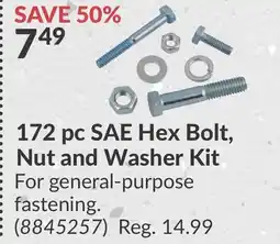 Princess Auto 172 pc SAE Hex Bolt, Nut and Washer Kit offer