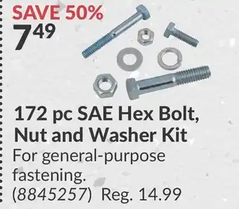 Princess Auto 172 pc SAE Hex Bolt, Nut and Washer Kit offer