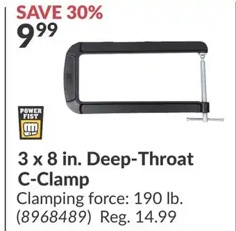 Princess Auto 3 x 8 in. Deep-Throat C-Clamp offer