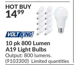 Princess Auto 10 pk 800 Lumen A19 Light Bulbs offer