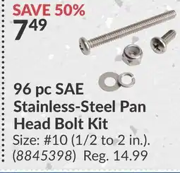 Princess Auto 96 pc SAE Stainless-Steel Pan Head Bolt Kit offer