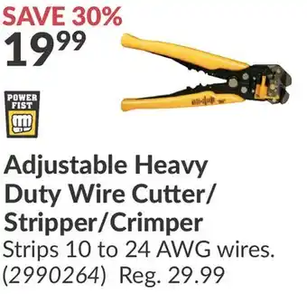 Princess Auto Adjustable Heavy Duty Wire Cutter/ Stripper/Crimper offer