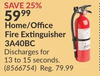 Princess Auto Home/Office Fire Extinguisher 3A40BC offer