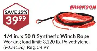 Princess Auto 1/4 in. x 50 ft Synthetic Winch Rope offer