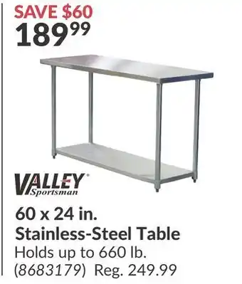 Princess Auto 60 x 24 in. Stainless-Steel Table offer