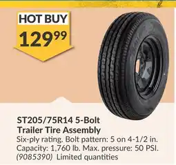 Princess Auto ST205/75R14 5-Bolt Trailer Tire Assembly offer