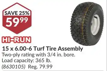 Princess Auto 15 x 6.00-6 Turf Tire Assembly offer