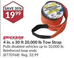 Princess Auto 4 in. x 30 ft 20,000 lb Tow Strap offer