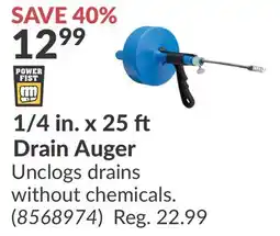 Princess Auto 1/4 in. x 25 Drain Auger offer