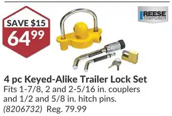 Princess Auto 4 pc Keyed-Alike Trailer Lock Set offer