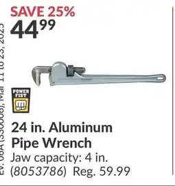 Princess Auto 24 in. Aluminum Pipe Wrench offer